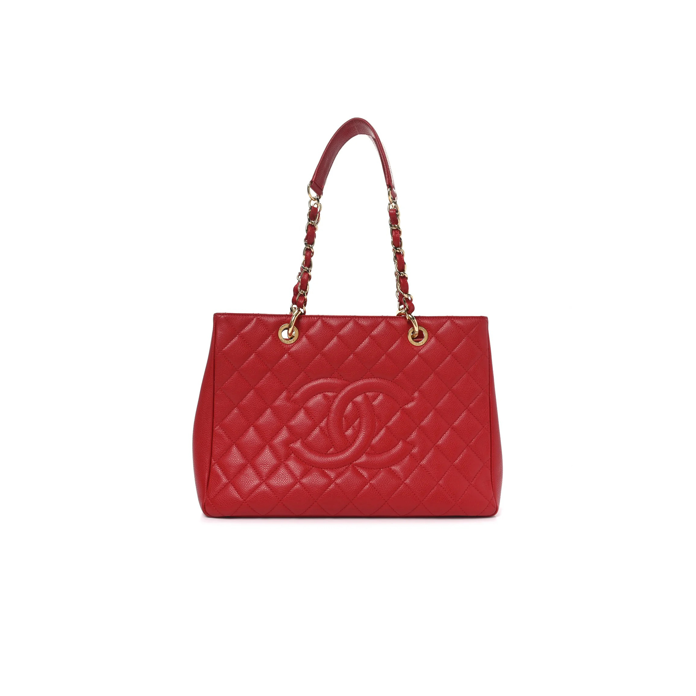 CHANEL CAVIAR QUILTED GRAND SHOPPING TOTE GST RED (34*24*13cm)